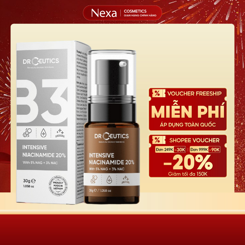 Serum DrCeutics Tinh chất Niacinamide DrCeutics Intensive Niacinamide 20% Mờ Thâm Sáng Da (30g)