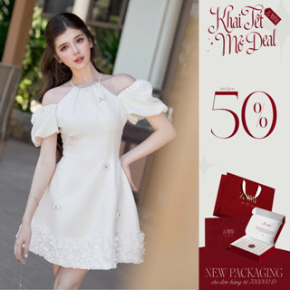  Váy TK cổ yếm chân dập hoa-VN04-T4-25váy tiểu thư xinh váy xinh sang chảnh váy đi dự tiệc đám cưới 