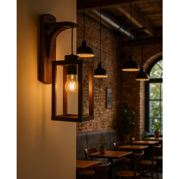 [Top Value] Đèn Gỗ Treo Tường Chữ Nhật (Sơn Màu) Decor Phòng Ngủ, Homestay, Coffee Shop.