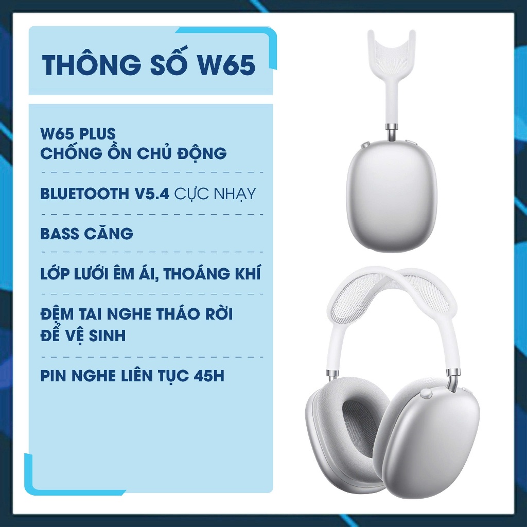 Tai nghe chụp tai Hoco W65 chính hãng kiểu dáng gọn nhẹ, kết nối Bluetooth v5.4 siêu nhạy, bass hay, chính hãng Hoco | BigBuy360 - bigbuy360.vn
