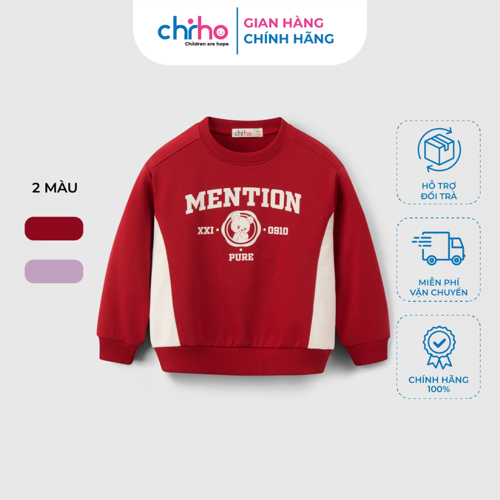 Áo nỉ giữ ấm in hình gấu dễ thương cho bé CHIHO GSW504R