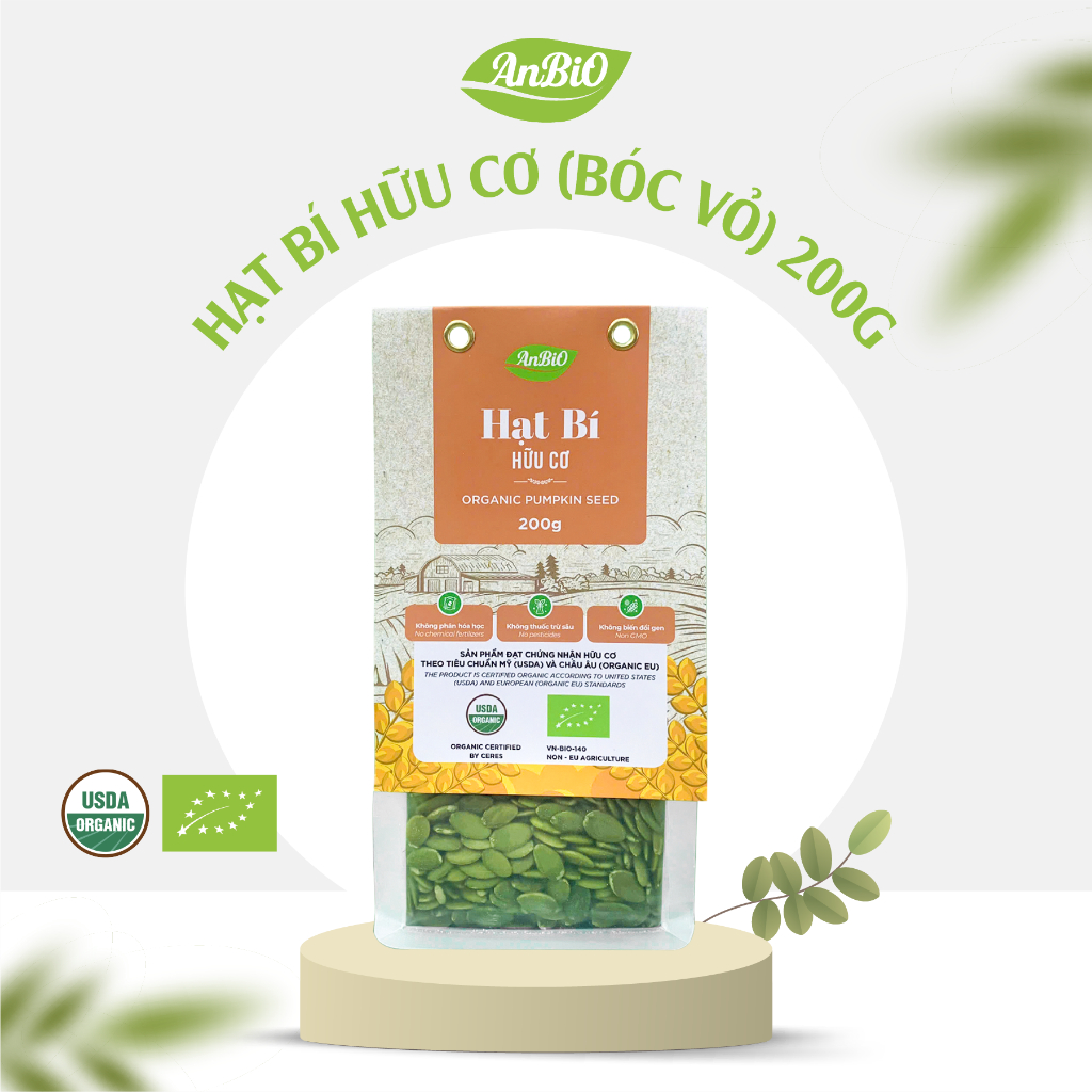 {CHÍNH HÃNG ANBIO} Hạt bí hữu cơ Anbio 200g- Chứng nhận hữu cơ USDA & EU