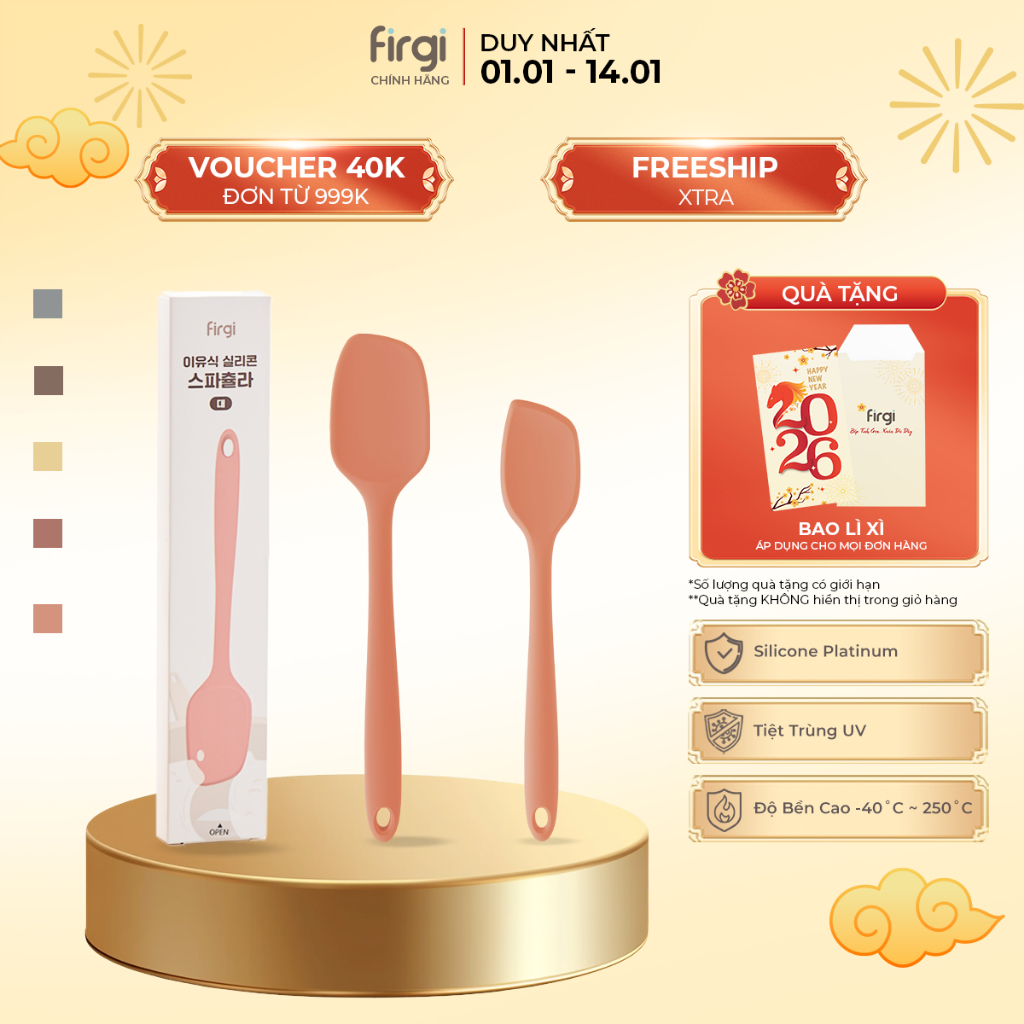  Dụng Cụ Nấu Ăn Dặm Cho Bé Thìa  Phới  Dẹt Spatula Platinum Silicone Cao Cấp Firgi Hàn Quốc 