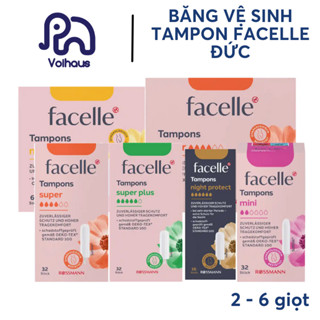 [Có Hỏa Tốc] Tampon Facelle Super Plus Dạng Nút – Băng Vệ Sinh Nội Địa Đức – Dùng Khi Bơi, Ngày Nhiều