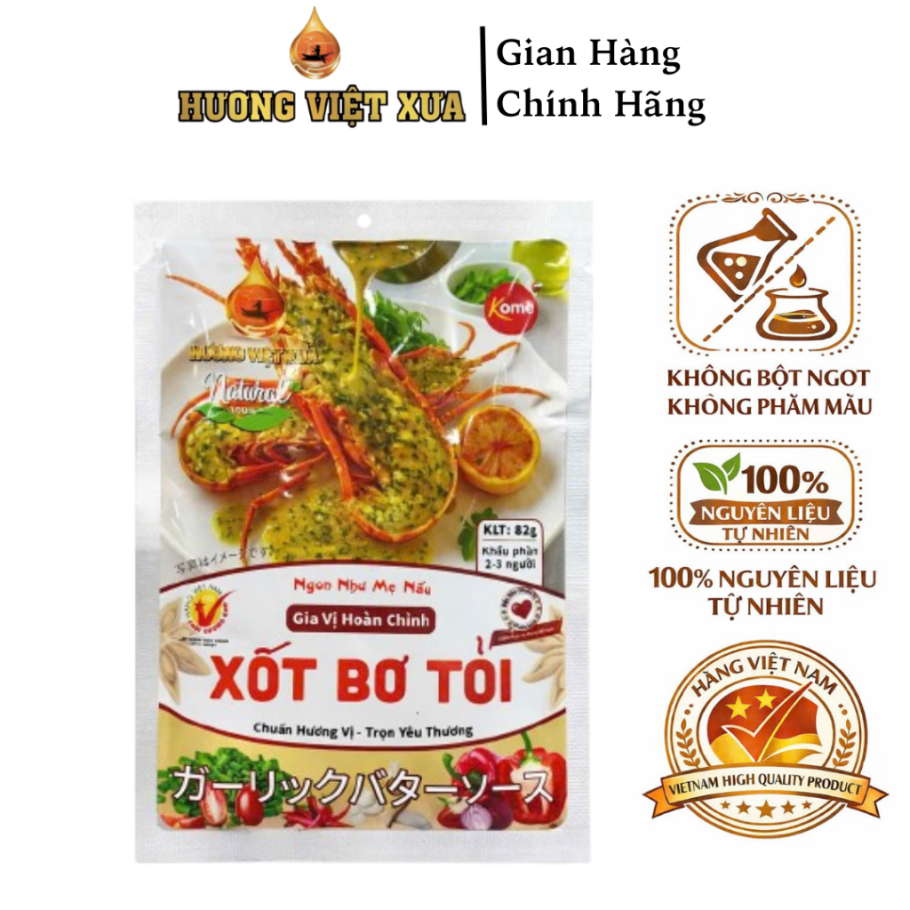 Xốt bơ tỏi ngon Gia Vị Hoàn Chỉnh Xốt Bơ Tỏi Hương Việt Xưa 82 gram Sốt Bơ Tỏi Chính Hãng