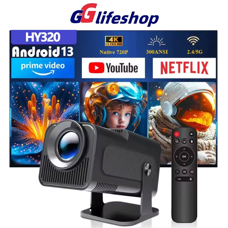 Máy chiếu HY320/HY300 Pro Android13.0 Full HD WiFi 2,4/5G Bluetooth Kết nối điện thoại laptop ios xem phim