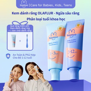  Kem đánh răng cho bé tootoo Babies Kids Olaflur ngừa sâu răng cho trẻ từ 0-12 tuổi hương đào 50g 