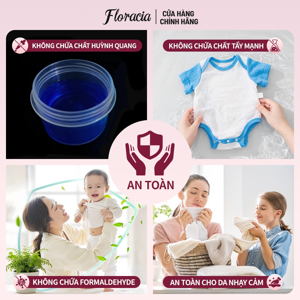 [MUA 1 TẶNG 1] Nước giặt xả Floracia hương hoa 3 tầng túi 2KG, không huỳnh quang sạch sâu an toàn dịu nhẹ giặt đồ lót