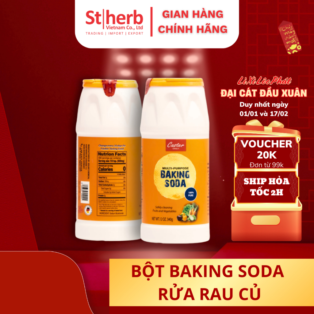 Baking Soda Rửa Hoa Quả Caster Daily Trọng Lượng 340G