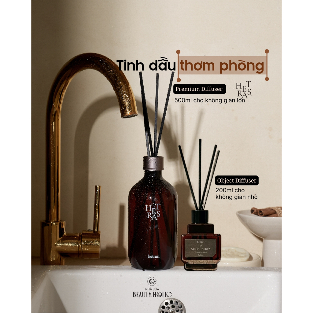 Bộ khuếch tán tinh dầu thơm phòng HETRAS Premium Diffuser 500ml - Objet Diffuser 200ml