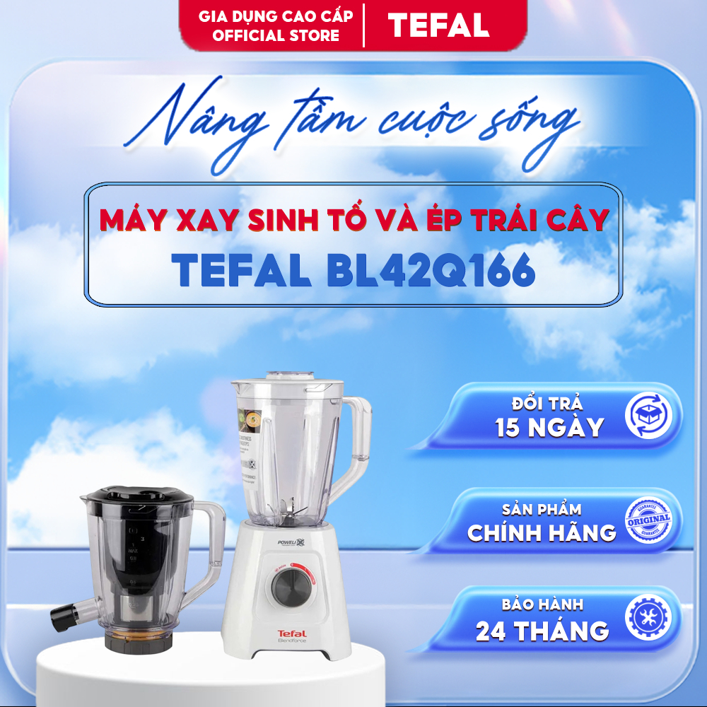 Máy Xay Sinh Tố Và Ép Trái Cây Tefal BL42Q166 | Công Suất 600W | 2 Cối Xay | Tự Động Vệ Sinh | Bảo H