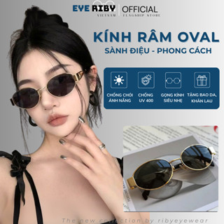  Kính Râm Oval Nhỏ Thời Trang Retro Mặc Áo Dài Kính Mát Gọng Kim Loại Vàng Lisa Style Unisex Che Nắng Siêu Đẹp R9 