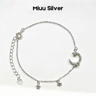  Vòng tay bạc Miuu Silver lắc tay mặt trăng đính đá Julia Moon 