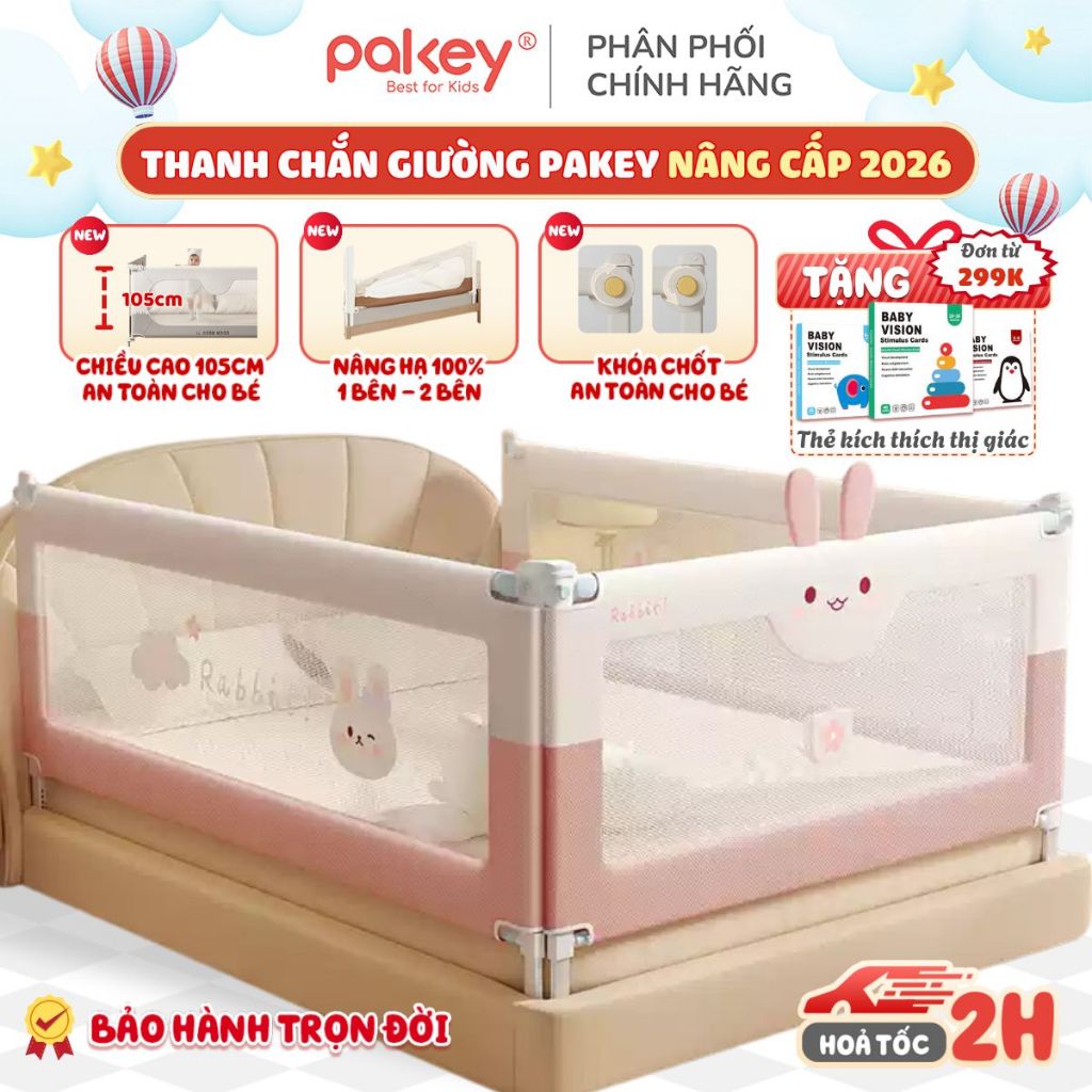 Thanh Chắn Giường PAKEY Chính Hãng 100%, Thanh Chặn Giường An Toàn Cho Bé Chiều Cao Vượt Trội 105CM