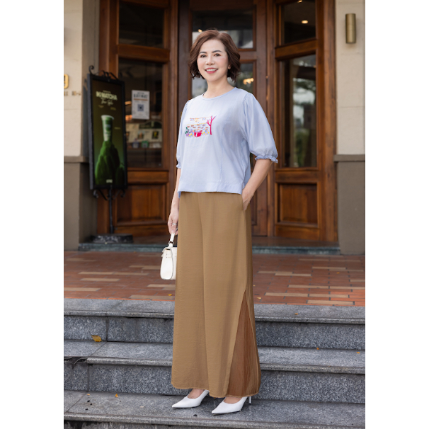 M COLLECTION | Quần Lụa Hàn Ống Suông Rộng Lưng Có Phối Tơ Q12640 | BigBuy360 - bigbuy360.vn