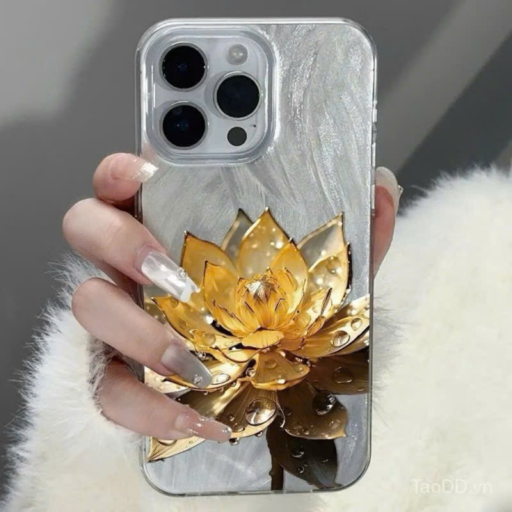 LV048 Ốp Lưng Vivo Hoa Sen Vàng Chống Sốc  Y28 Y17s S10E Y36 Y15s Y15A Y21 Y12s Y16 Y02T Y15 Y21s Y3