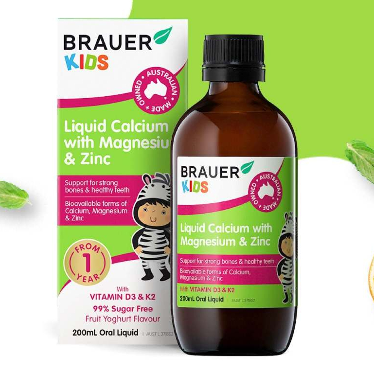 Brauer Kids Canxi Nước 200ml – Bổ Sung Canxi Magie Kẽm Cho Bé 1+ | Úc Chính Hãng