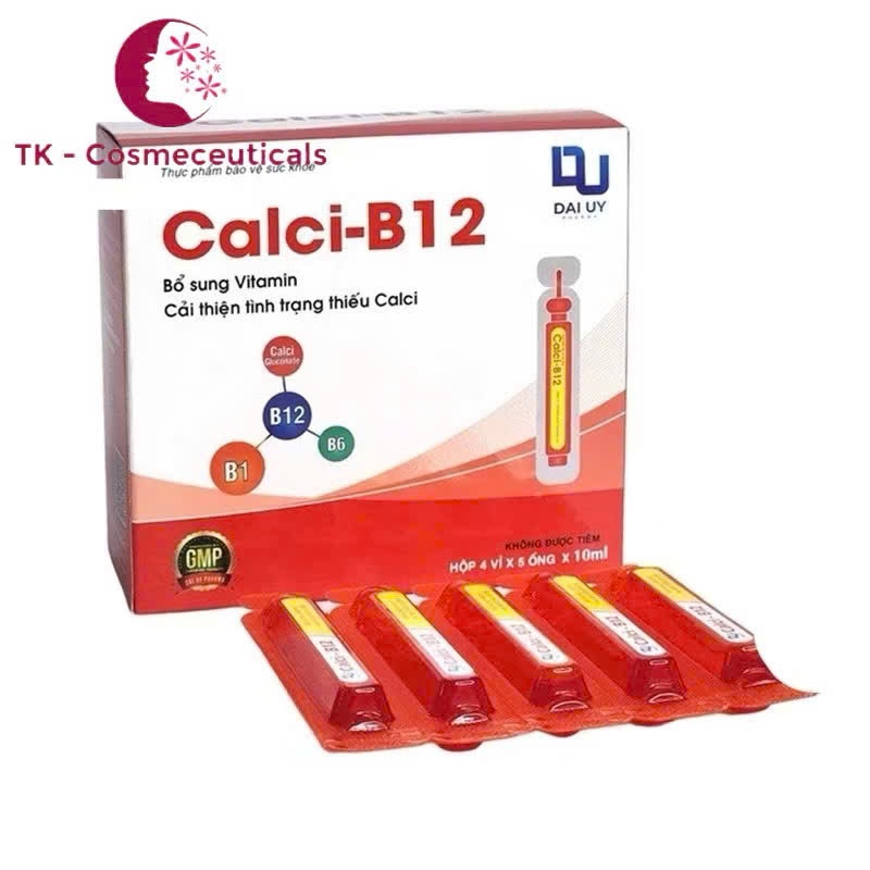 Calci B12 Đại Uy Bổ Sung Vitamin Cải Thiện Tình Trạng Thiếu Calci - Hộp 20 ống Nhựa