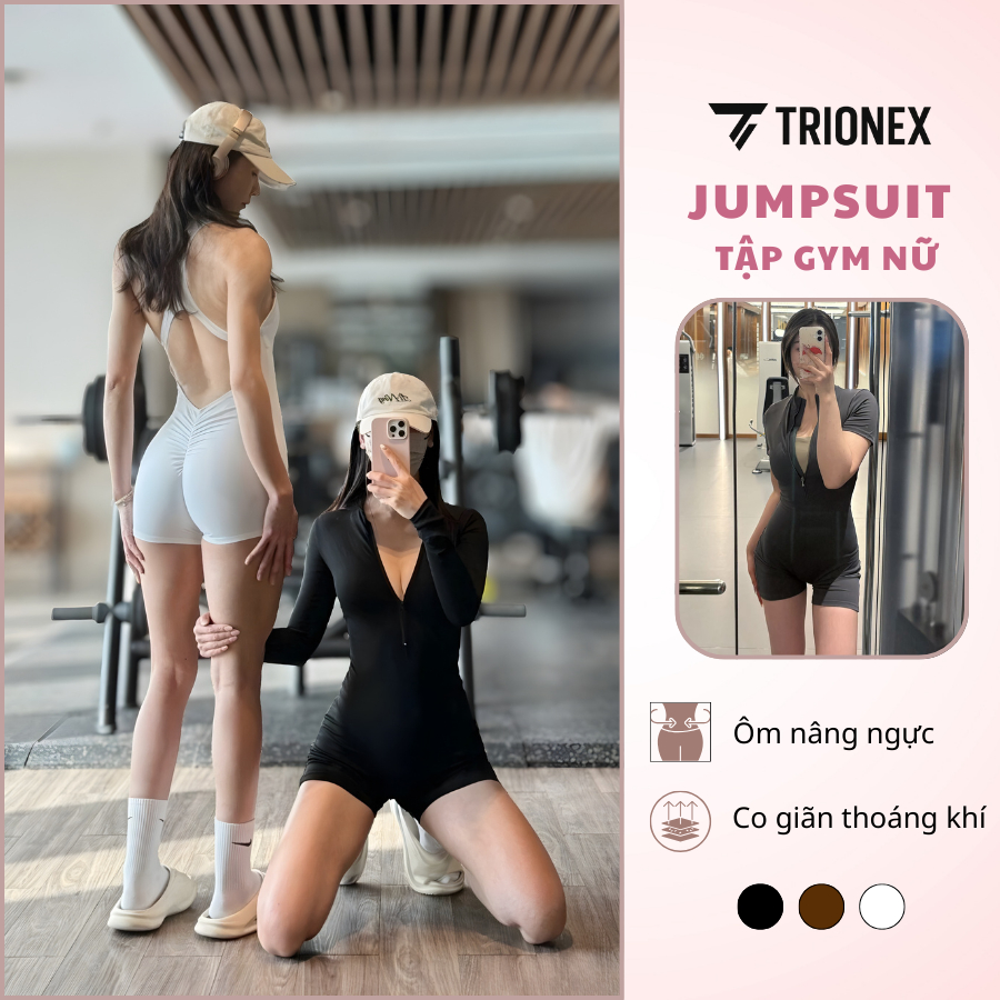 [Xả kho giá hời] Đồ tập gym TRIONEX, bodysuit nữ định hình body, set đồ tập thể thao gym & yoga co g