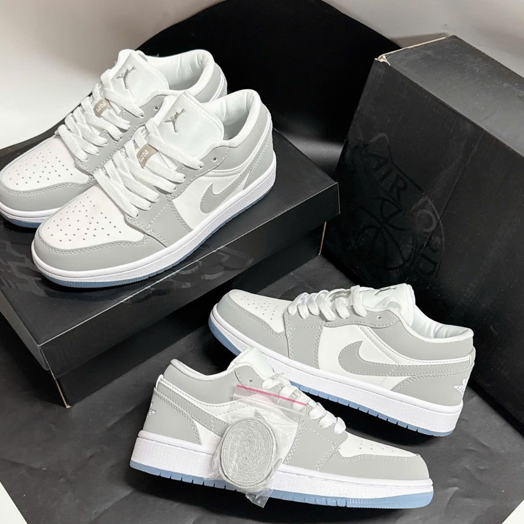 Giày Thể Thao Nike Air Jordan 1 Low Wolf Grey – Sneaker Xám Trắng Tối Giản Nam Nữ [The Sneaker ZOOM]