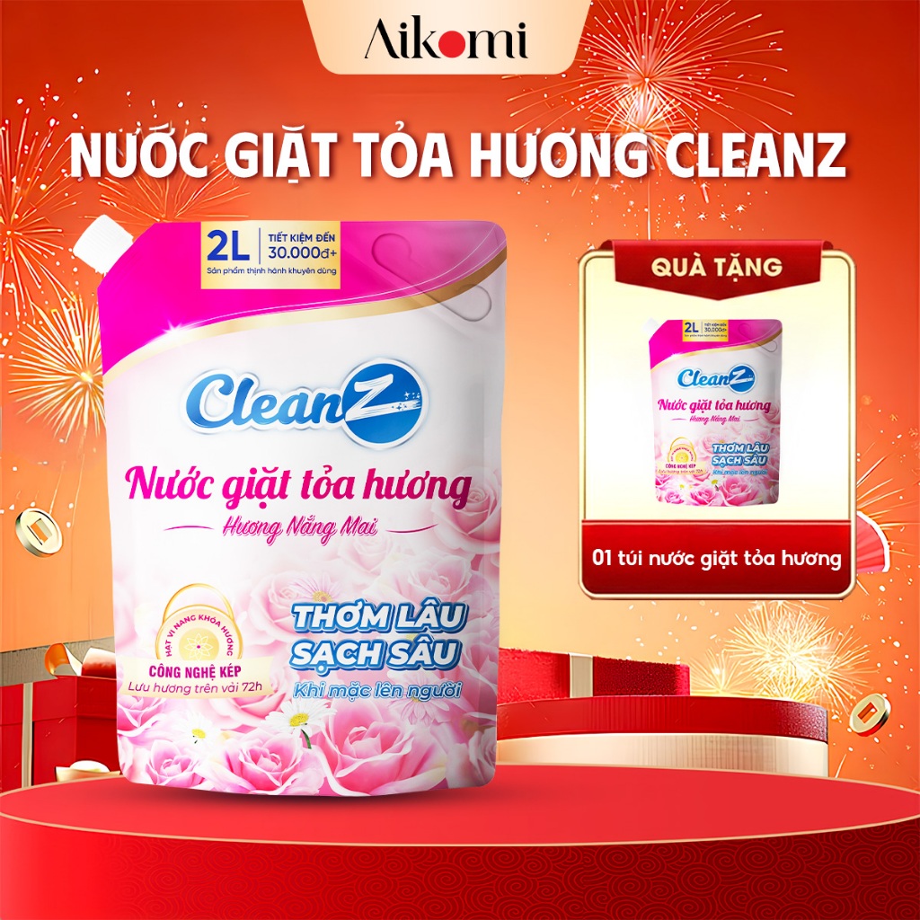 (MUA 1 TẶNG 1) Nước giặt xả tỏa hương CleanZ đánh bay vết bẩn, hương thơm mềm mại