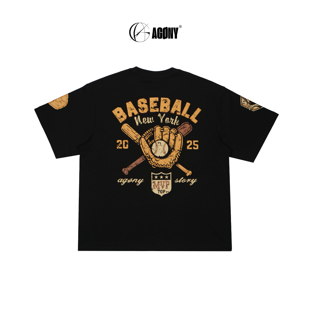 Áo Thun New York Baseball Crack Đen – AGONY STORY