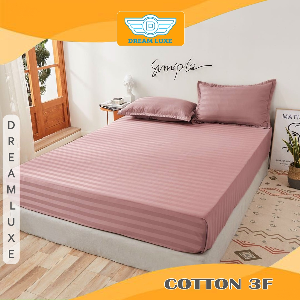 Bộ Ga Giường Cotton 3F Chuẩn Khách Sạn Ga Trải Giường Vỏ Gối Sọc Bóng Sang Trọng