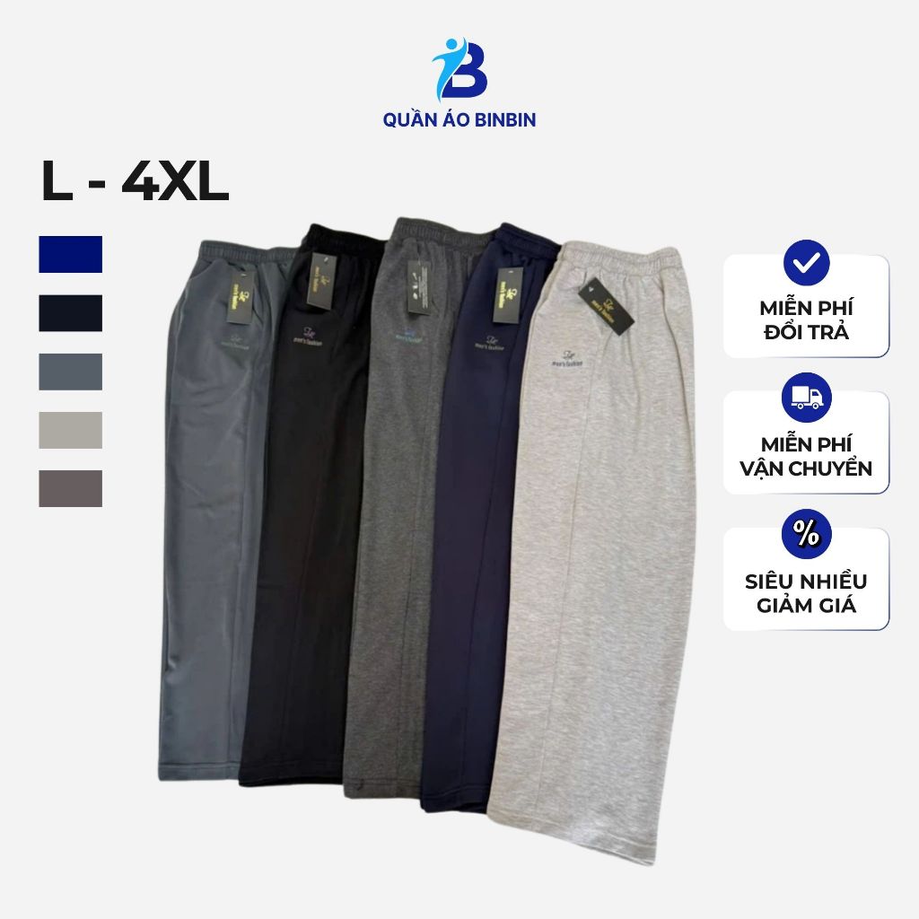 (L - 4XL) Quần nỉ da cá ống suông nam nữ, chất pha coton, lưng thun có dây rút mềm mịn, co giãn tốt 
