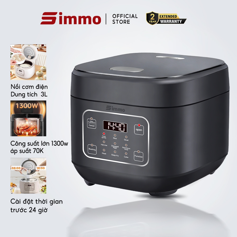 SIMMO Nồi Cơm Điện Cảm Ứng 3L(Dung tích nước)  Hẹn Giờ 24 Tiếng tỏa nhiệt đều, nấu nhanh