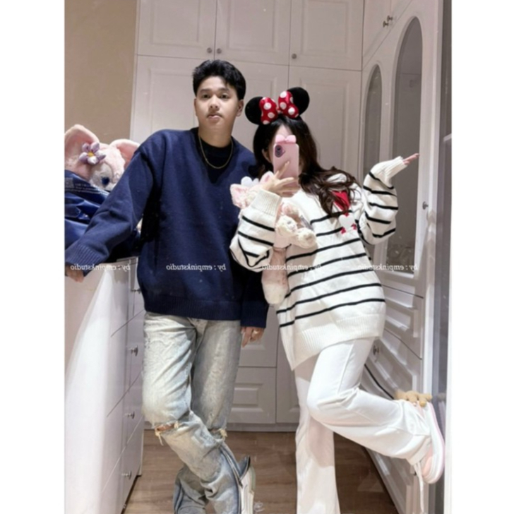 1 Áo Len Nam Nữ Cổ Tròn Chữ A Chất Len Lông Thỏ Mềm Mại Mặc Siêu Ấm - Mẫu Áo Len Chữ A Hottrend Nam 