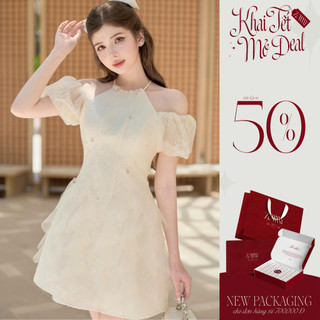  ZAMY SHOP – Váy Zen Lưới Cổ Yếm VN17-T3-25 Tay Trễ Vai Bo Chun 