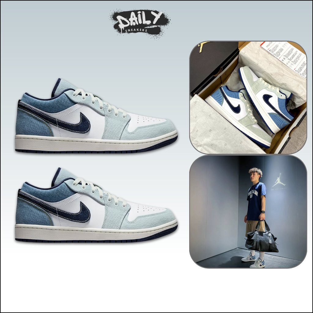 Giày Thể Thao Nike Air Jordan 1 Low SE ‘Light Denim’ – Sneaker JD1 Low Xanh Denim  [Daily Sneakers]