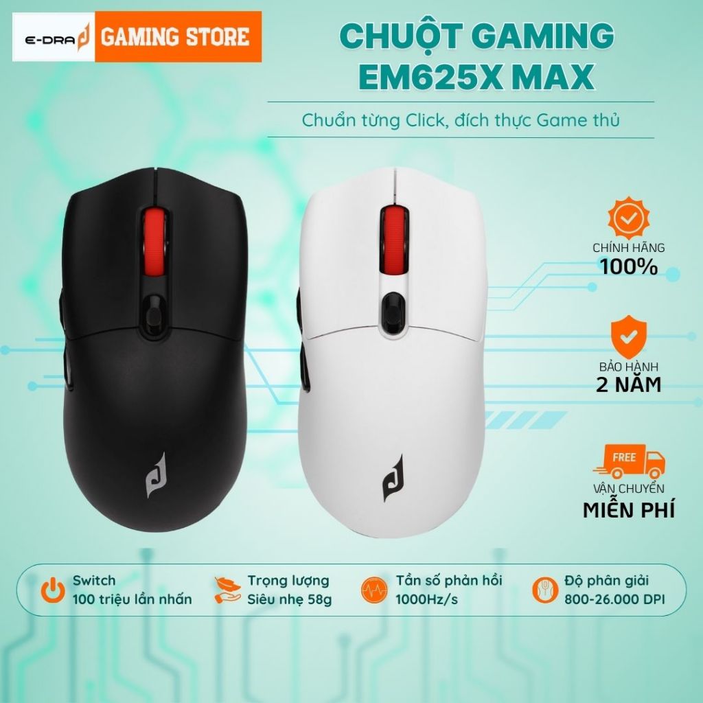 Chuột Gaming E-DRA EM625X MAX - EM628X Promax Đa Kết Nối Chơi Game Mượt Bảo Hành Chính Hãng 24 Tháng