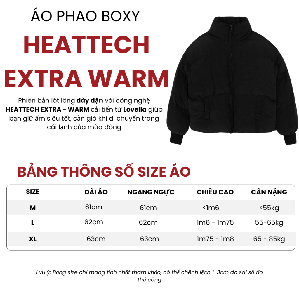 Áo Khoác Phao Thu Đông LOVELLA Dáng Boxy Unisex, Dày Dặn Giữ Ấm, Chống Gió, Phong Cách Hàn Quốc | BigBuy360 - bigbuy360.vn