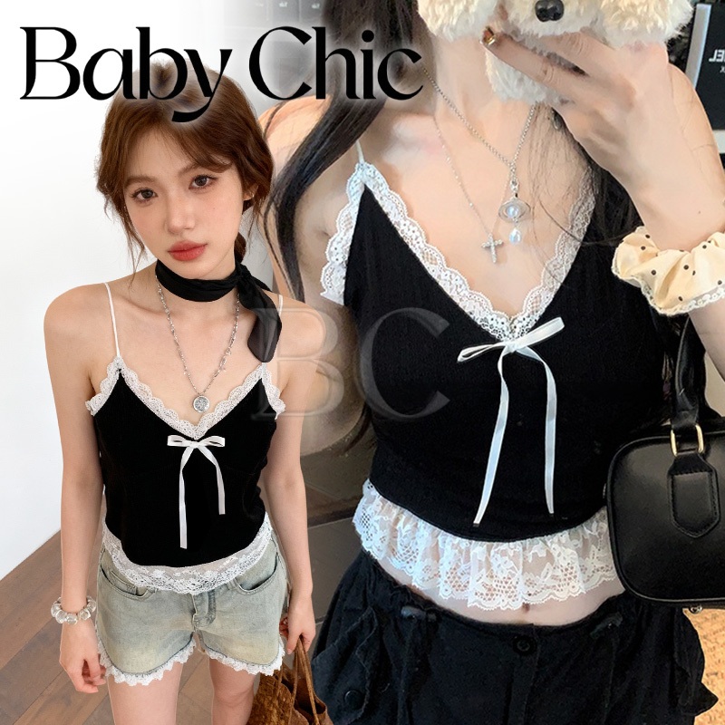 Baby chic Áo Camisole Nữ Vest ren ngắn kiểu Pháp dành cho phong cách trẻ trung H487