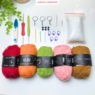Set dụng cụ móc len cơ bản – Bộ nguyên liệu học móc len cho người mới – đầy đủ dụng cụ  DIY - Aura by Handmade