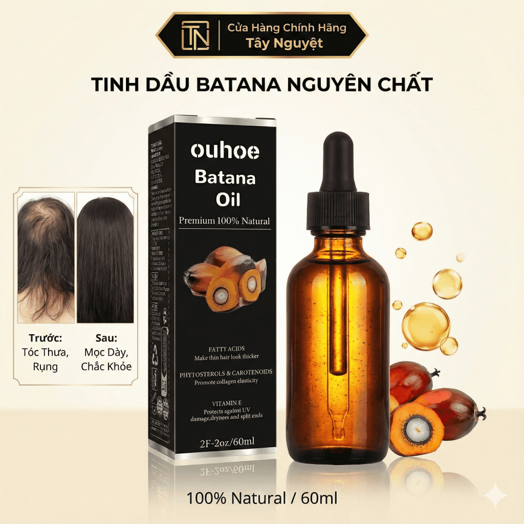 Tinh dầu dưỡng tóc Batana 60ml Giảm gãy rụng, giúp tóc dày bồng bềnh 60ml