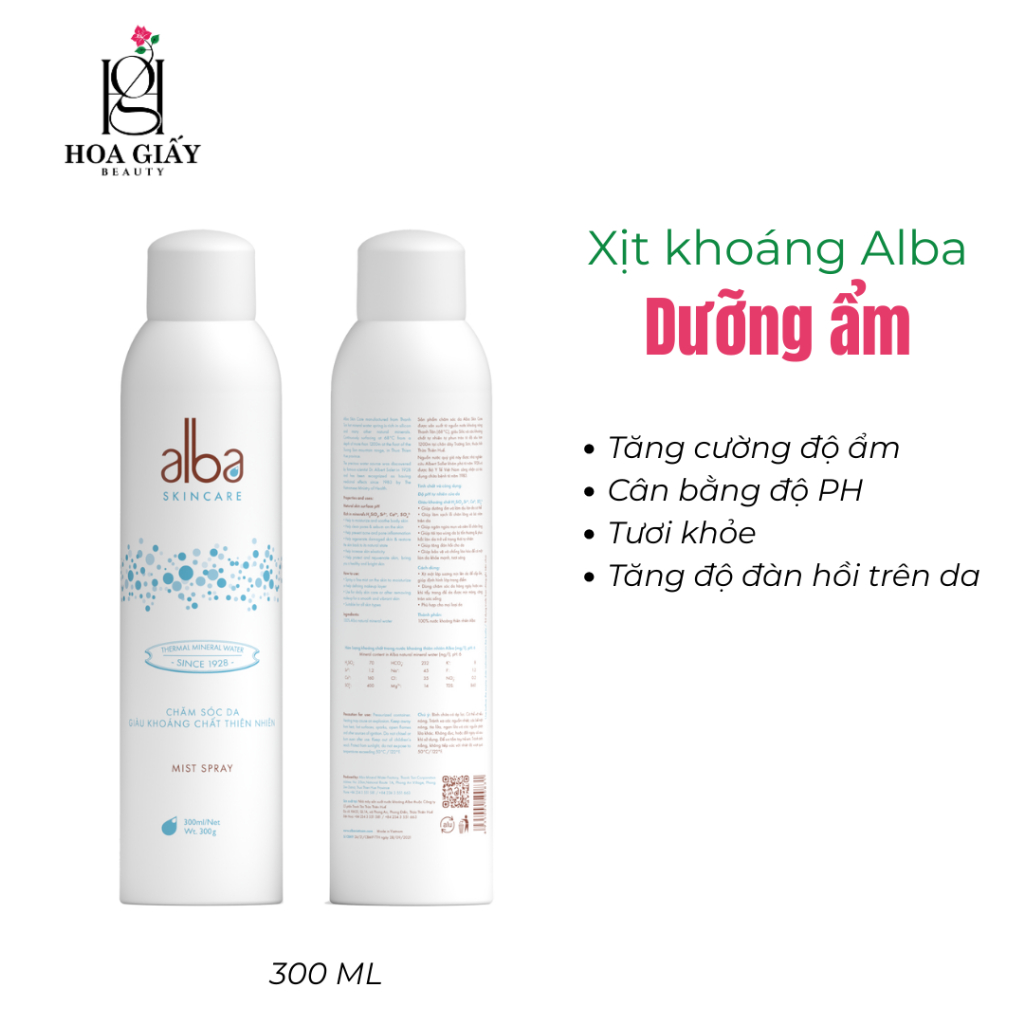 Xịt Khoáng Dưỡng Ẩm, Làm Chậm Lão Hoá Alba Skincare Cho Da Khô 300ml - Hoa Giấy Beauty