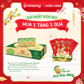  Thùng sữa đậu nành Fami GO vị đậu xanh gạo đỏ hộp 200ml  36 hộp x 200ml  