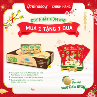  Thùng sữa đậu nành Fami Canxi Vị sô cô la hộp  36 hộp x 200ml  