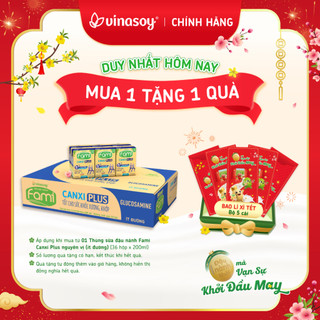  Thùng sữa đậu nành Fami Canxi Plus nguyên vị  ít đường  36 hộp  36 hộp x 200ml  