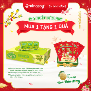  Thùng sữa đậu nành Fami Green Soy không bổ sung đường  36 hộp x 180ml  