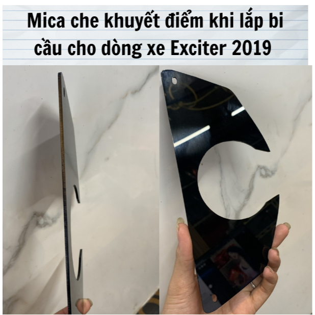 Mica đen che khuyết điểm khi lắp bi cầu cho ex 150-2019
