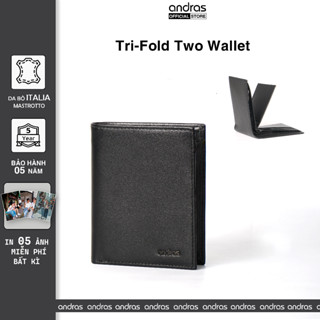   Có Khắc Tên  Ví nam ba lá gập đôi Tri-fold Two bóp nam da thật cao cấp mini Andras Store - V09 