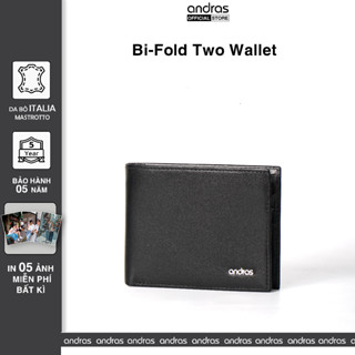   Có Khắc Tên  Ví nam da bò thật Mastrotto Bi-fold Two mini nhỏ gọn bóp nam cao cấp Andras - V08 