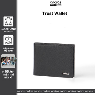   Có Khắc Tên  Ví nam da thật Saffiano gập đôi mini nhỏ gọn cao cấp Trust Wallet Andras Brand - V10 