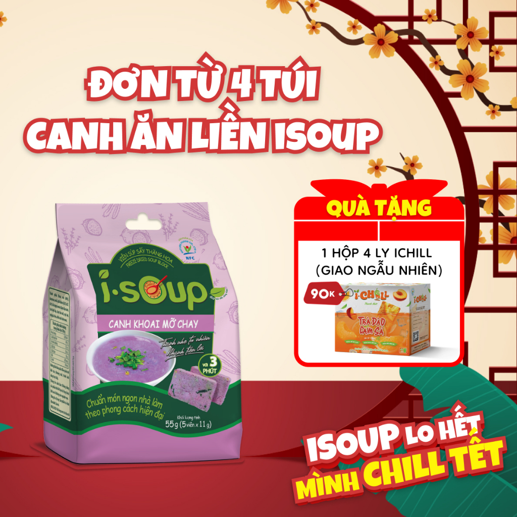 Canh Khoai Mỡ Chay I-Soup 55g (túi 05 viên)- Viên Súp Chay Sấy Thăng Hoa
