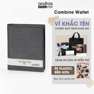   Có Khắc Tên  Ví nam phối màu Combine Wallet da Saffiano nhỏ gọn bóp nam cao cấp dáng đứng - V13 