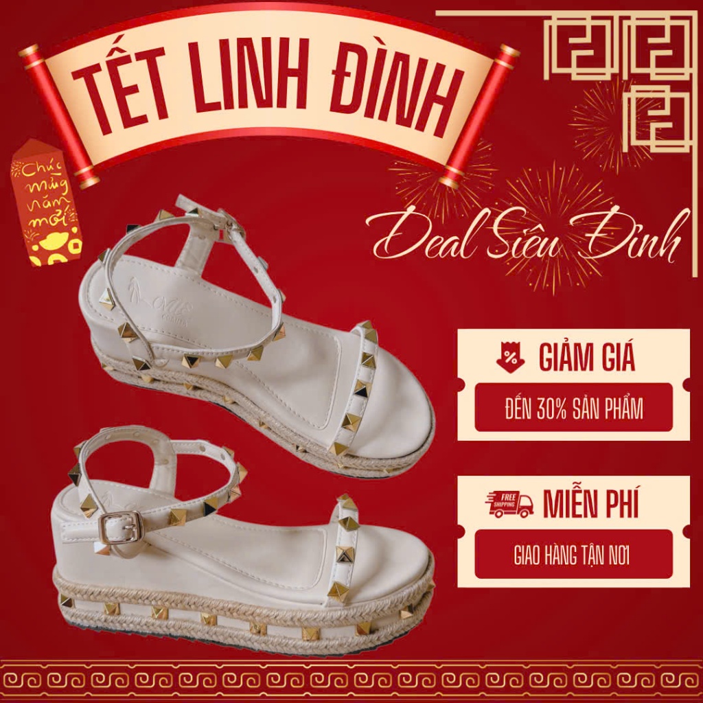 LOVIIECORNER - SANDAL NỮ QUAI NGANG ĐÍNH ĐÁ SANG TRỌNG - SANDAL ĐỆM TRẦN BÔNG ÁO DÀI TẾT - S250813 -