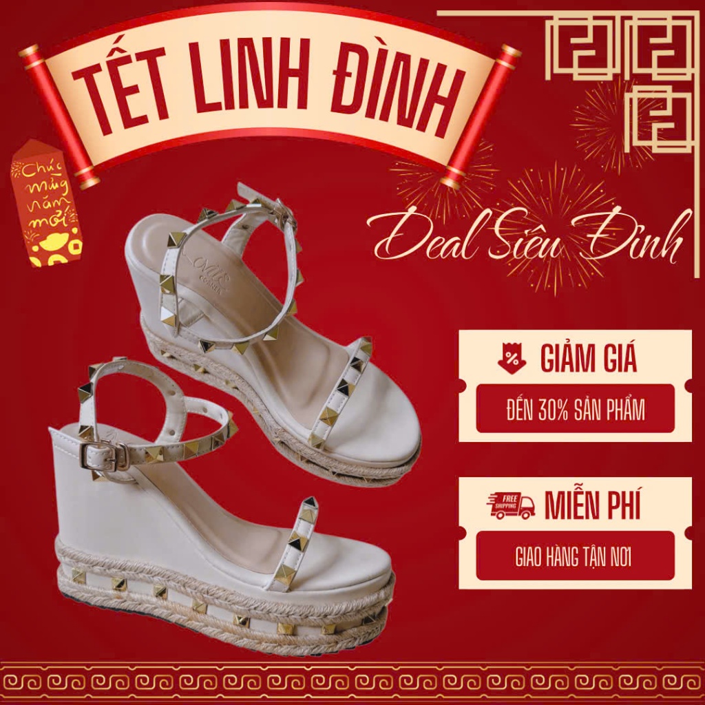 LOVIIECORNER - SANDAL NỮ XINH QUAI NGANG ĐÍNH ĐÁ - SANDAL NỮ XUỒNG PHỐI ÁO DÀI TẾT 11 PHÂN - S250903